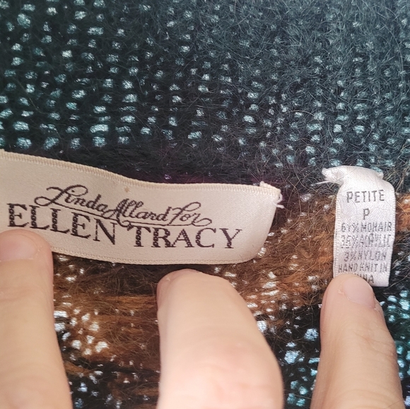 Ellen Tracy Mohair Blend Fuzzy Cardigan Sweater Sz SP - Picture 3 of 3